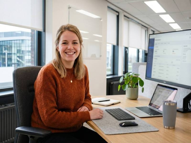 Administratief medewerker achter een computer